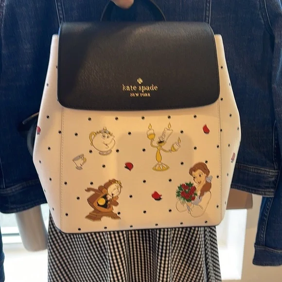 Disney X Kate Spade The Beauty Medium Flap Backpack 
Cream Multi 
NWT - Picture 12 of 16